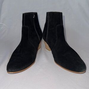 Soludos Black Suede Side Zip Ankle Bootie — Size 8